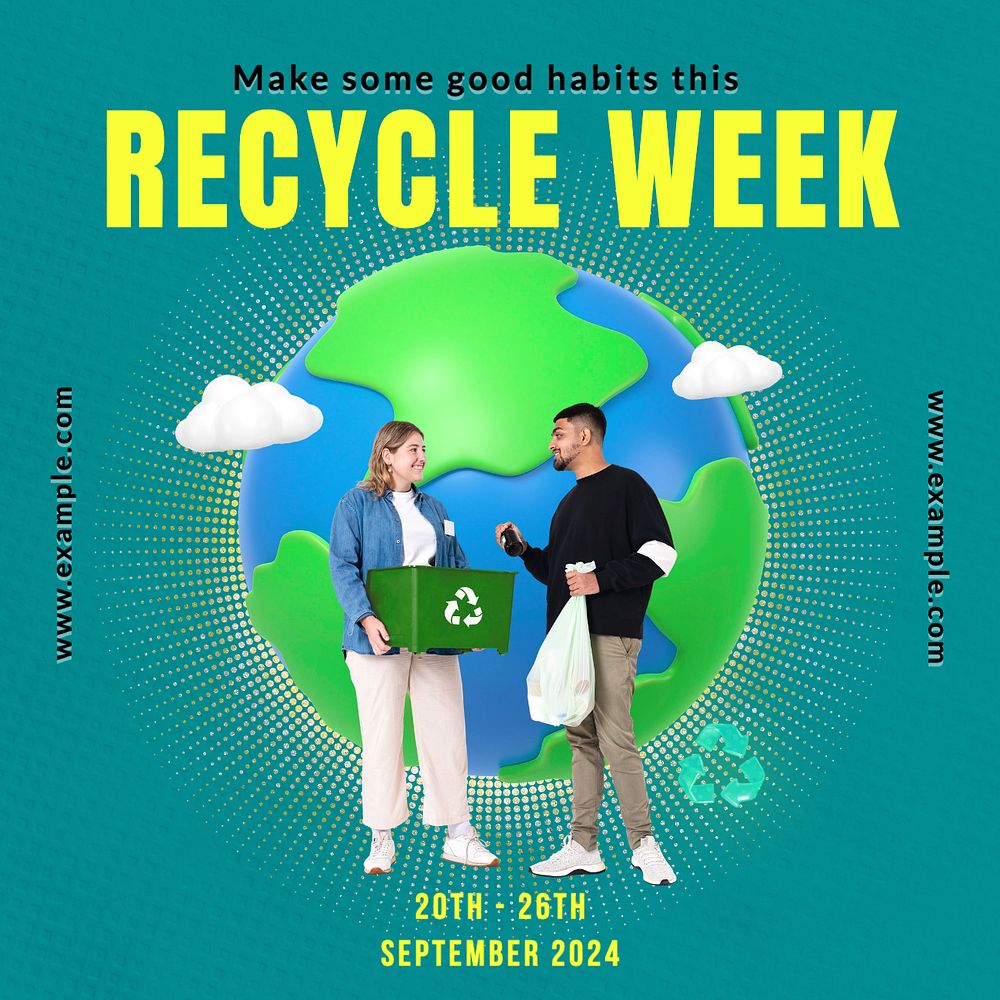 Recycle week Instagram post template, editable text