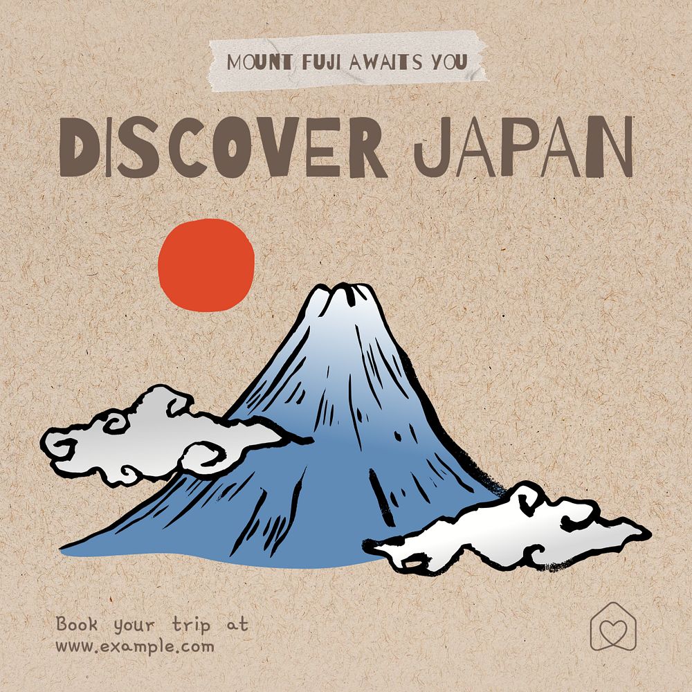 Japan Instagram post template, editable text
