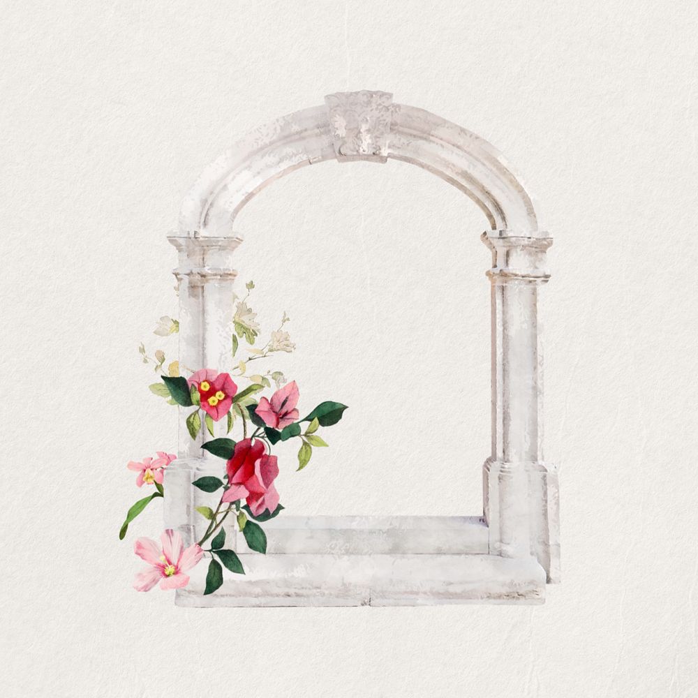 Watercolor arch window, editable remix design