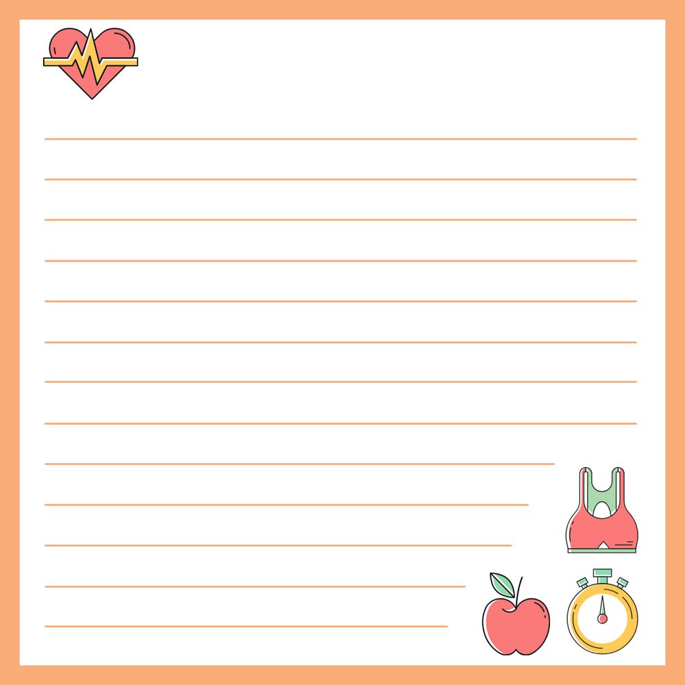 Fitness lined paper, cute activity log , editable design