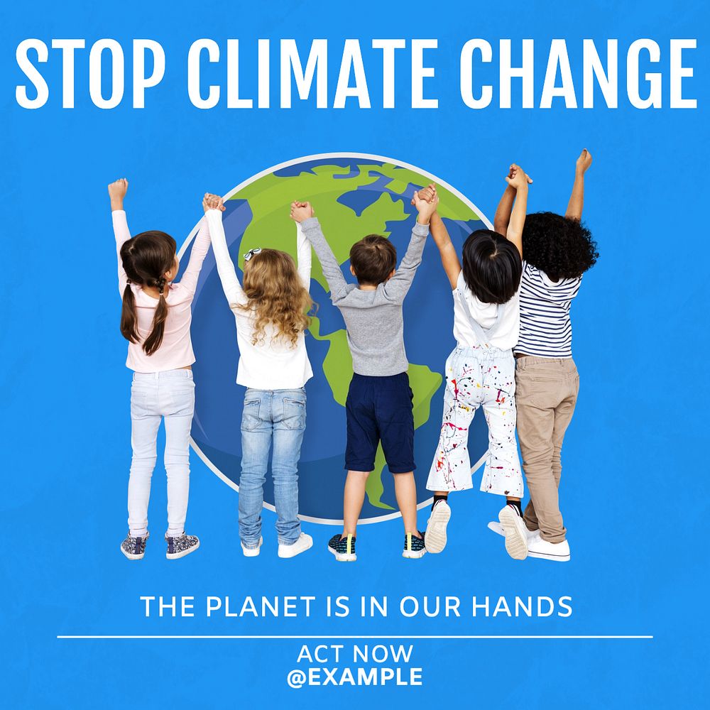 Stop climate change Instagram post template, editable text