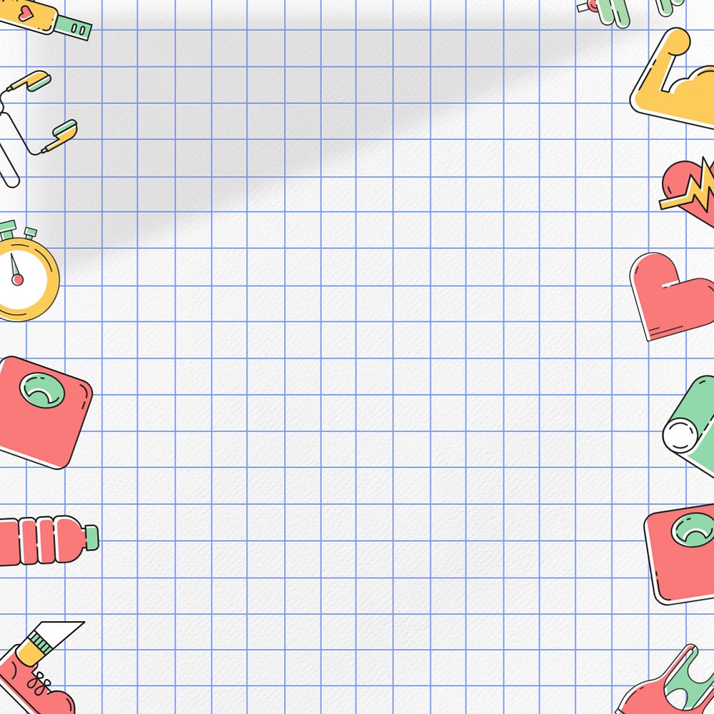 Fitness, healthy activities background, health & wellness icons border, editable design