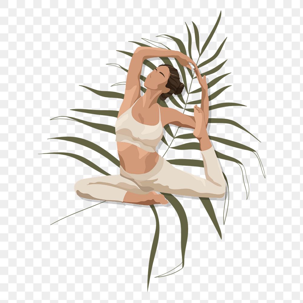 Yoga png mermaid pose, leaf, wellness remix, editable design