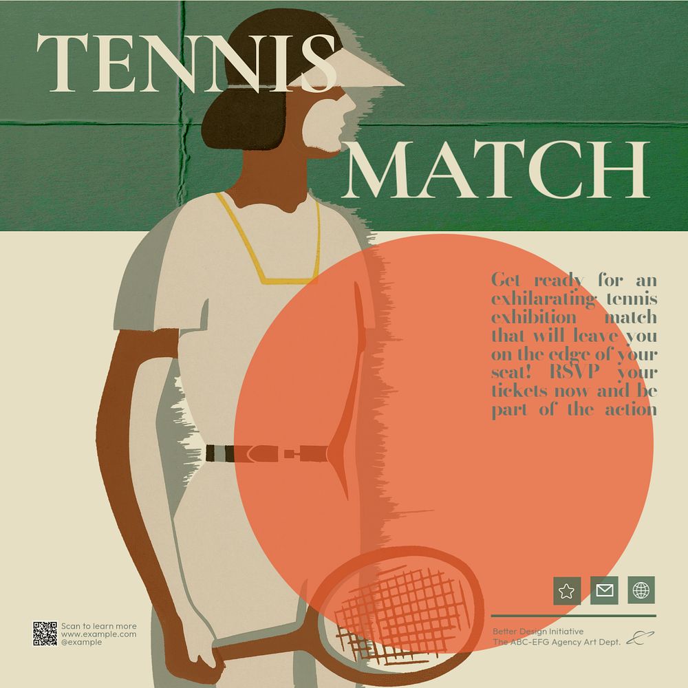 Tennis Facebook post template, editable design