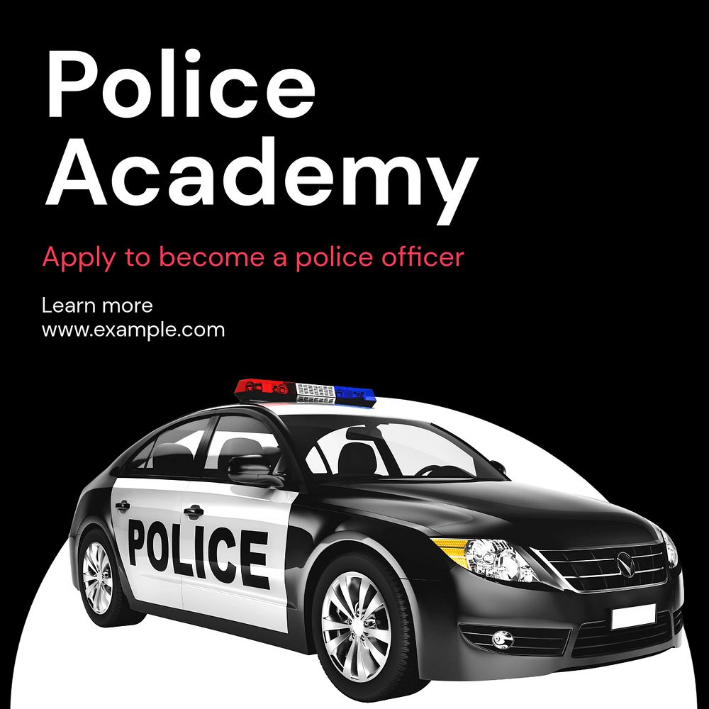 Police academy Instagram post template, editable text