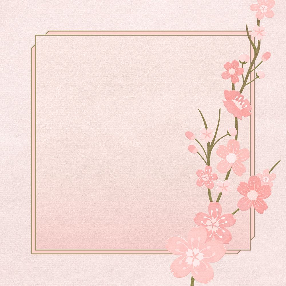 Pink flower illustration, paper background, editable design