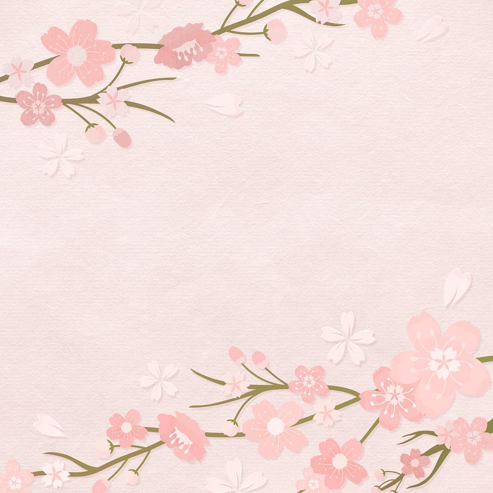 Flower border, pink editable design on textured background