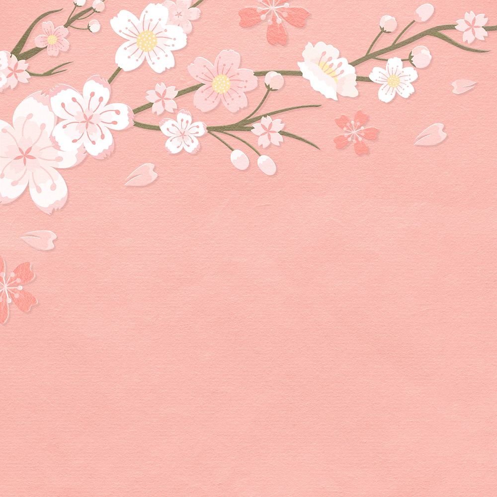 Peach flower, paper background, editable design