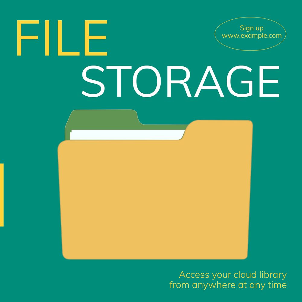 File storage Instagram post template, editable text