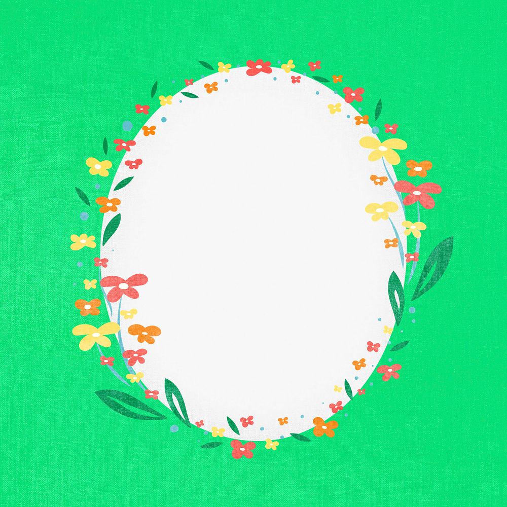 Oval flower frame on green background, editable design