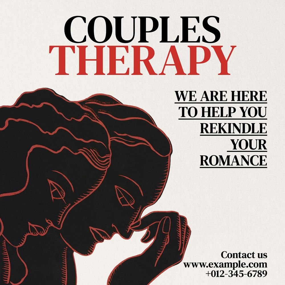 Couple therapy Instagram post template, editable text