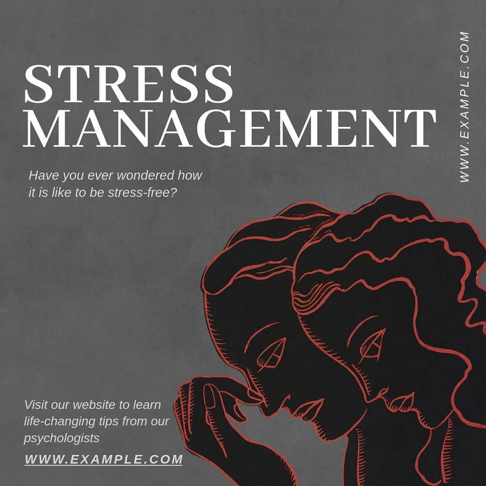 Stress management Instagram post template, editable text