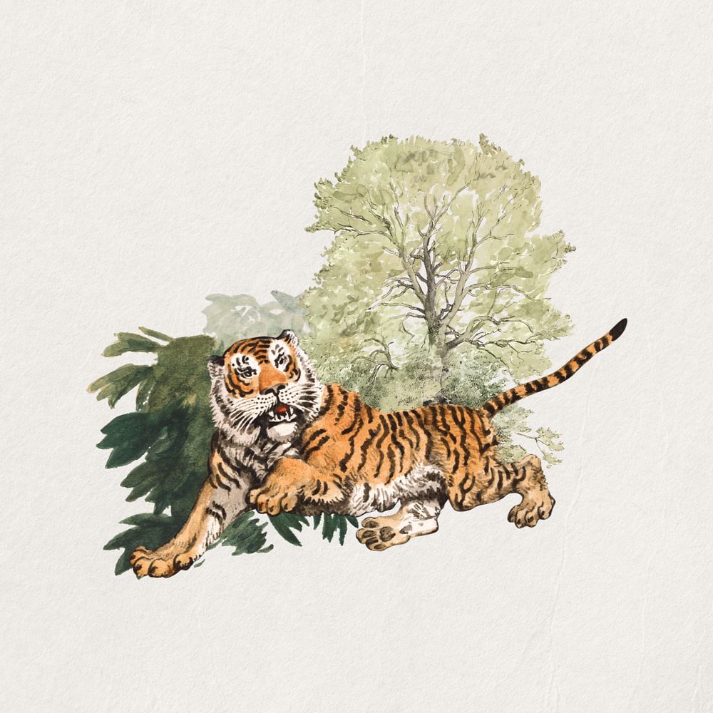 Watercolor tiger, editable remix design