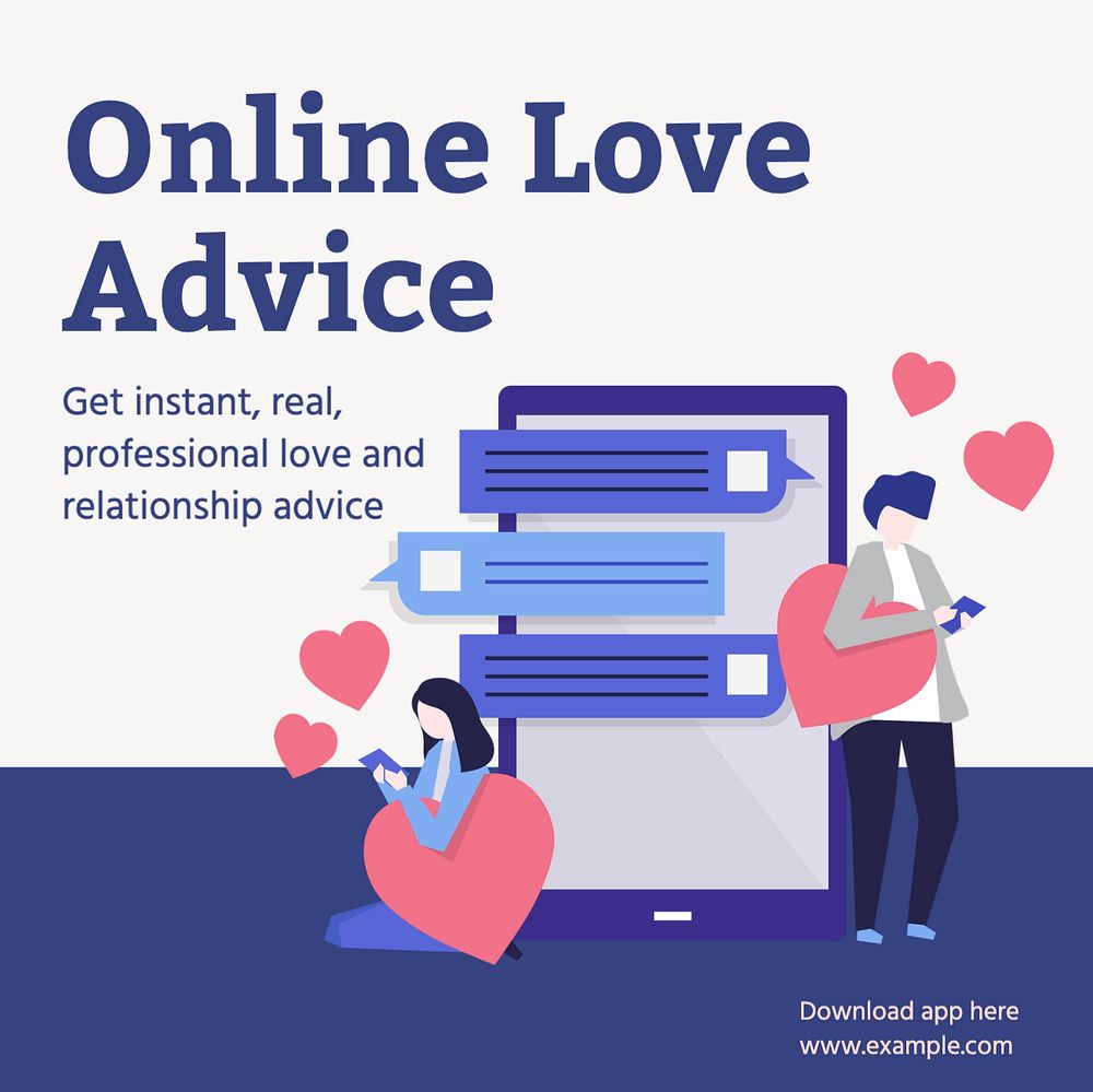 Love advice application Instagram post template, editable text