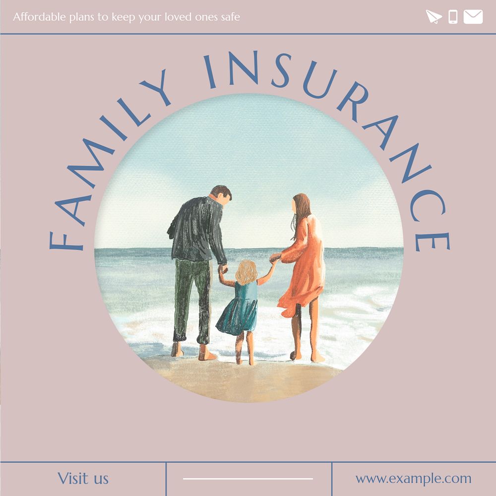 Family insurance Facebook post template, editable design