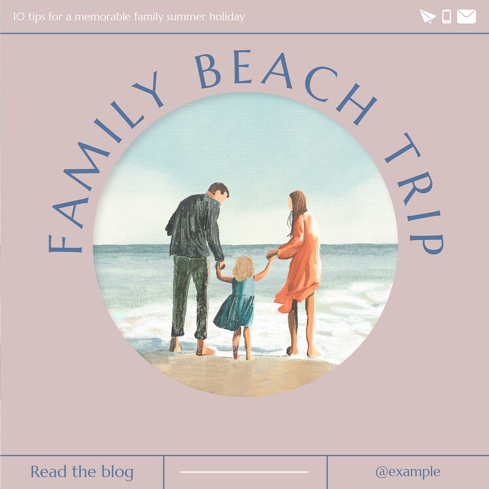 Family trip Facebook post template, editable design