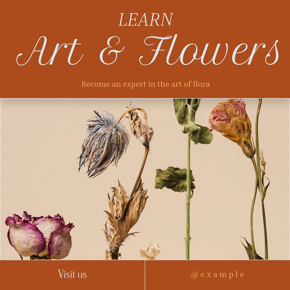 Art & flower post template, editable social media design