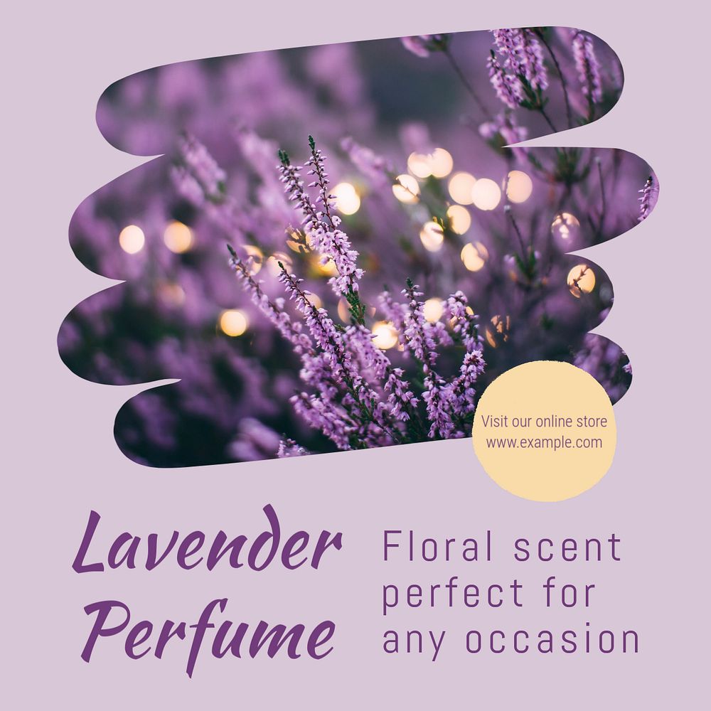 Lavender perfume Facebook post template, editable design