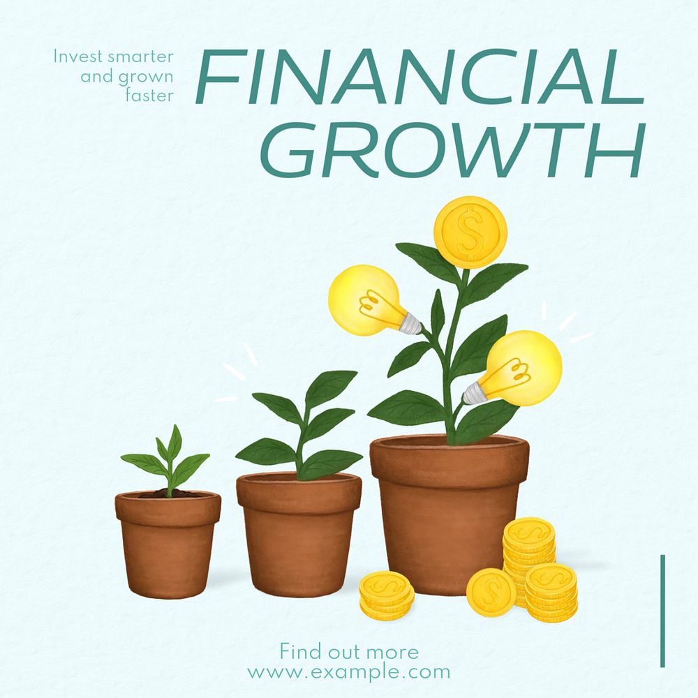 Financial growth Instagram post template, editable text