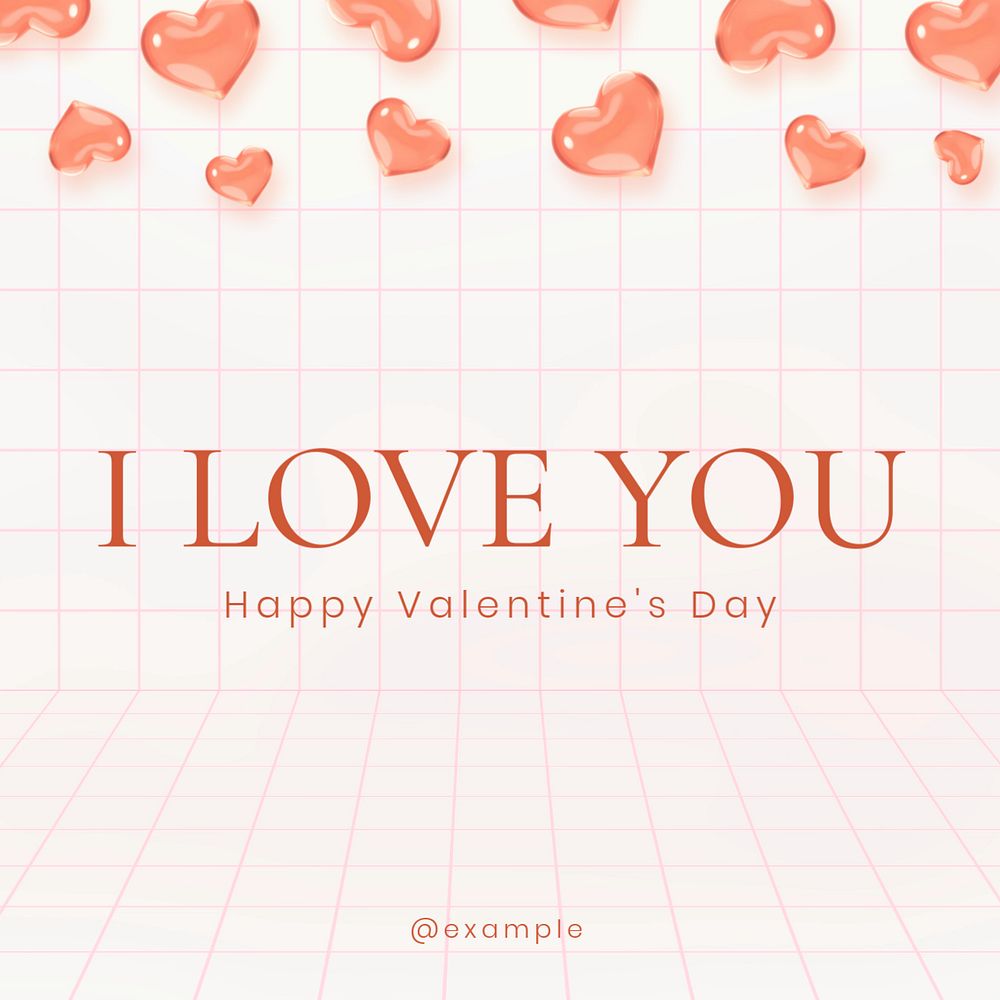 I love you Instagram post template, editable text