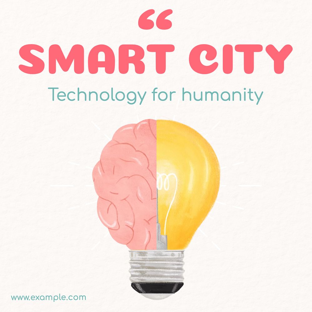 Smart city Instagram post template, editable text