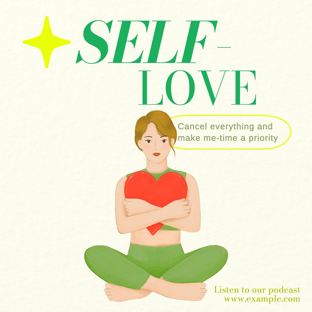 Self-love Instagram post template, editable text