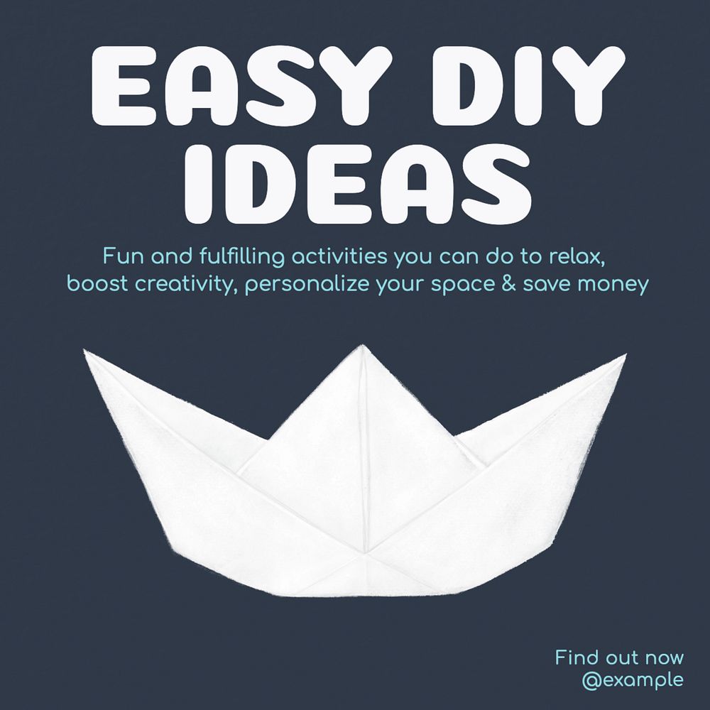 DIY ideas Instagram post template, editable text