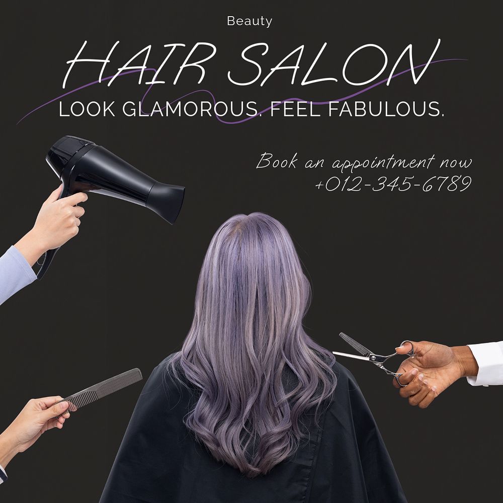 Hair salon Instagram post template, editable text