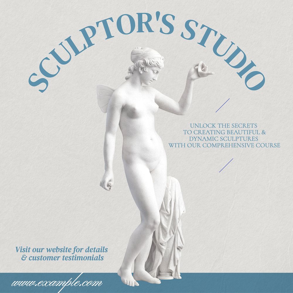 Sculptor's studio Instagram post template, editable text