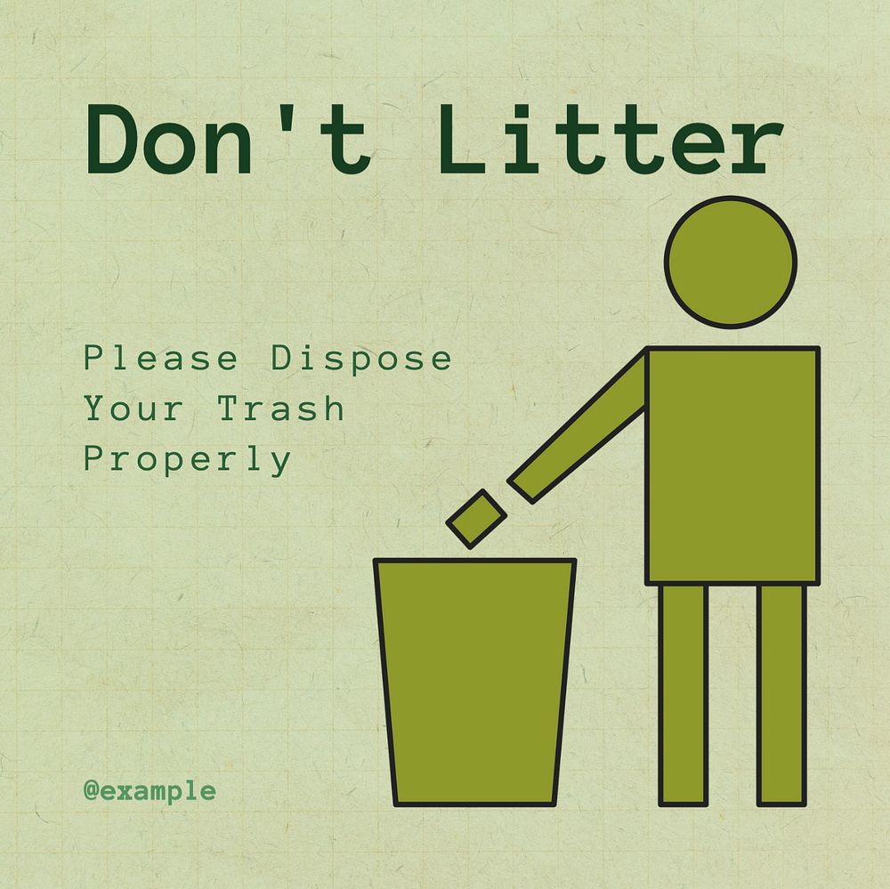 Don't litter Instagram post template, editable text