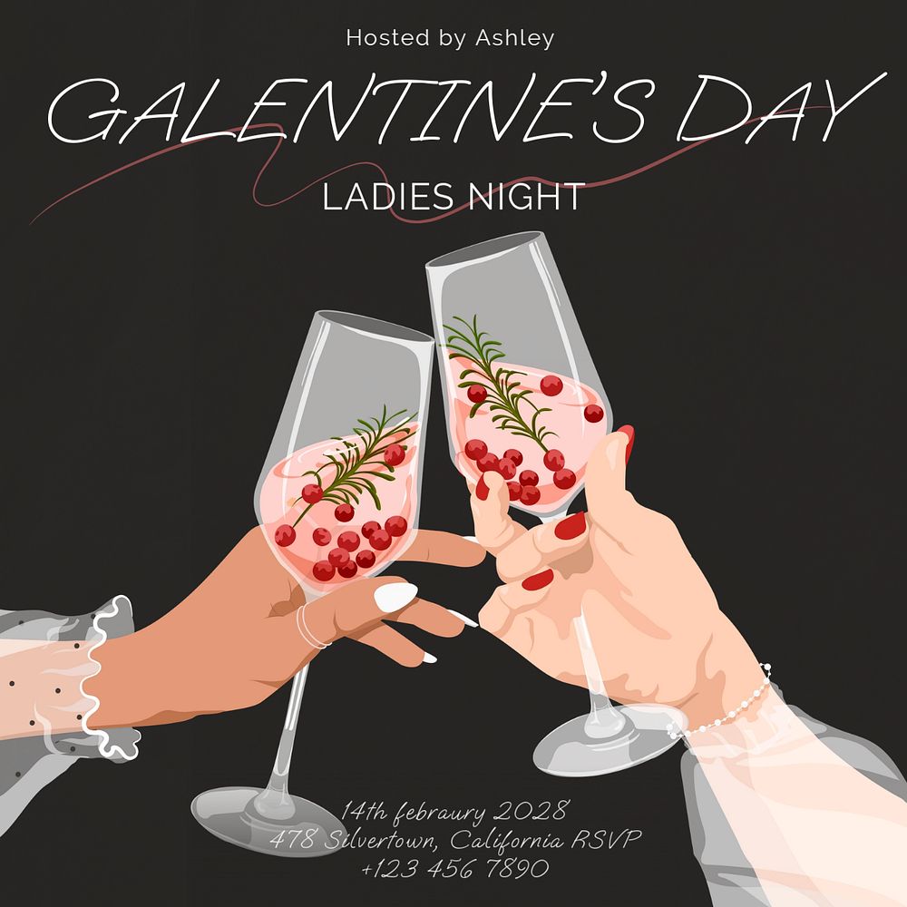 Galentine's Day Instagram post template, editable text