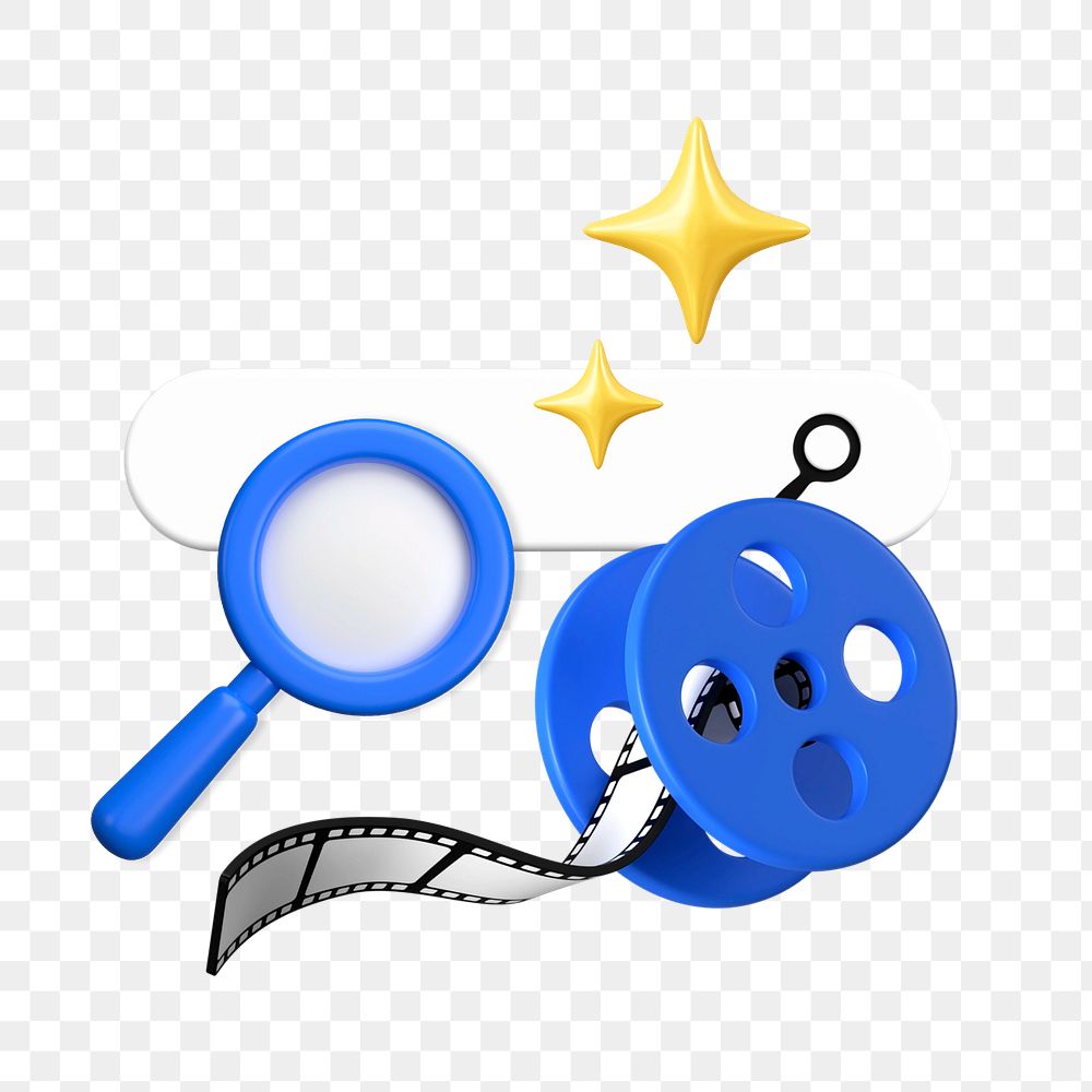 3D film search collage, element editable illustration