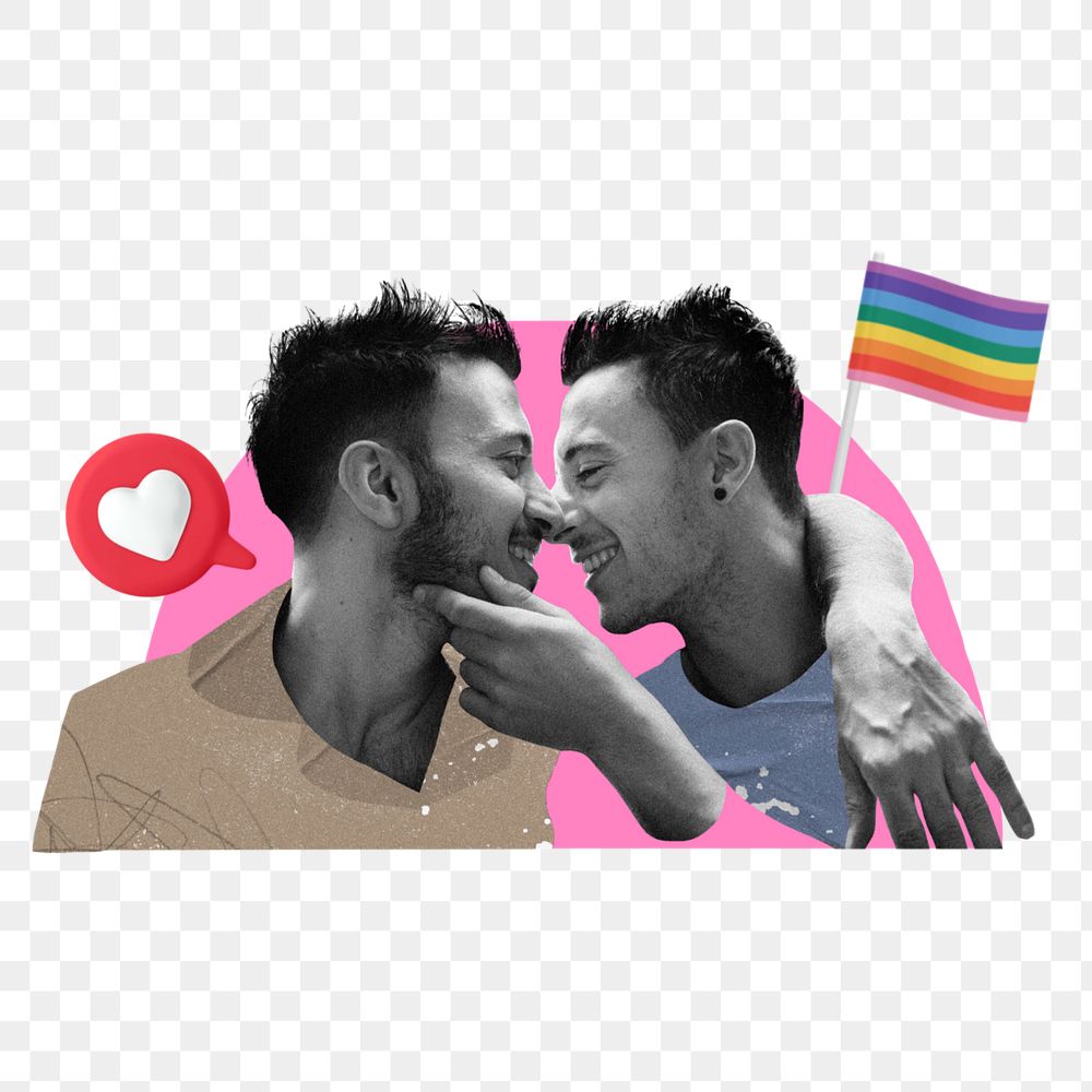 Png lgbt couple 3D remix, transparent background, editable design