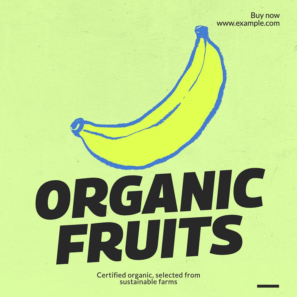 Organic fruits Instagram post template, editable text