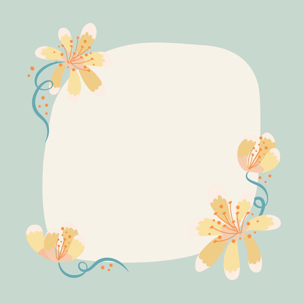 Flower border on pastel background, editable design