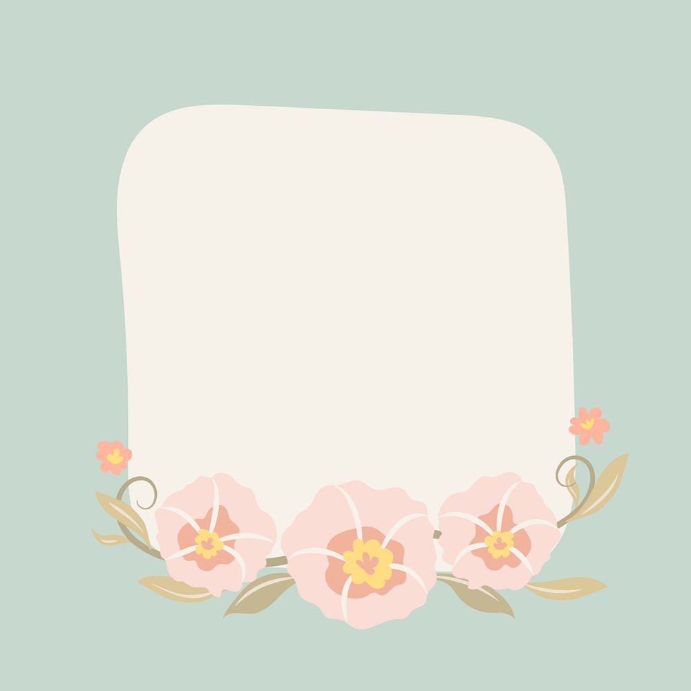 Pastel flower border, square frame, editable design