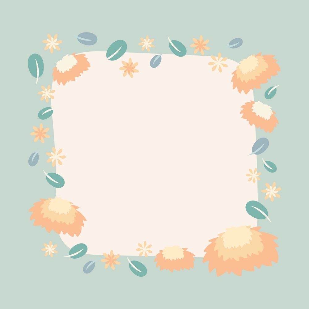 Square flower frame on green background, editable design