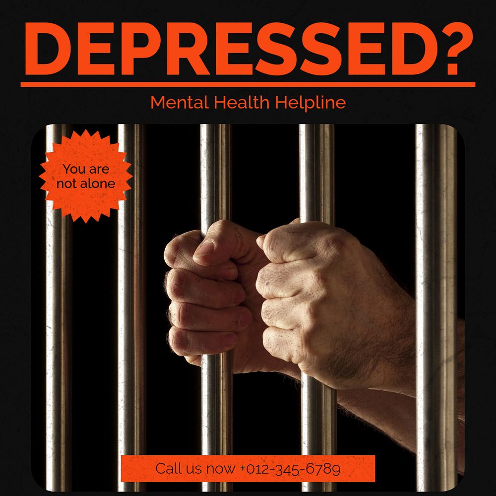 Depression support Instagram post template, editable text