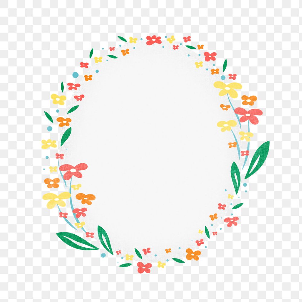 Oval flower png frame on transparent background, editable design