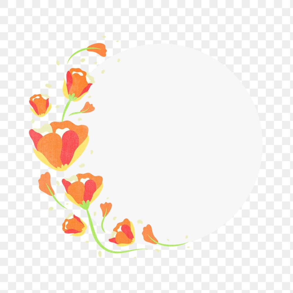 Orange flower png border on transparent background, editable design