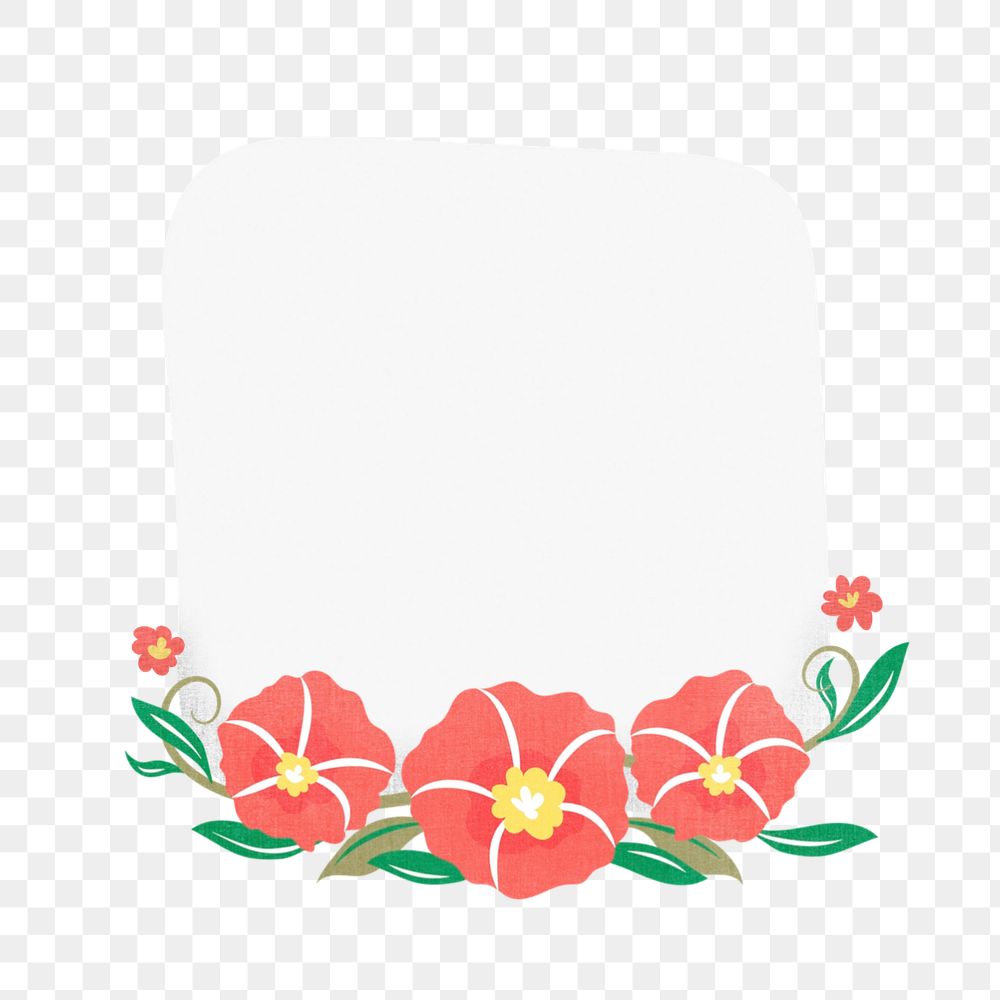 Square flower png border on transparent background, editable design