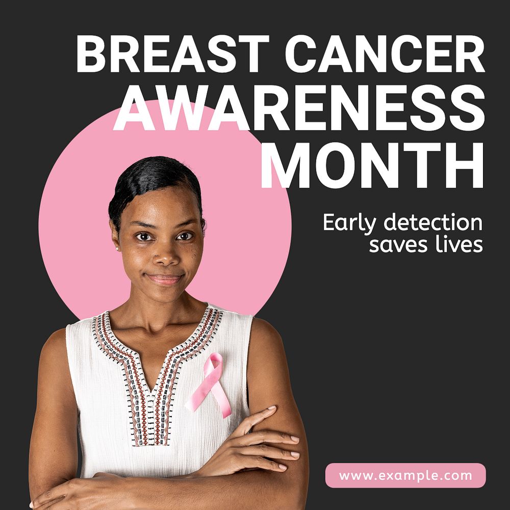 Breast cancer awareness Instagram post template, editable text