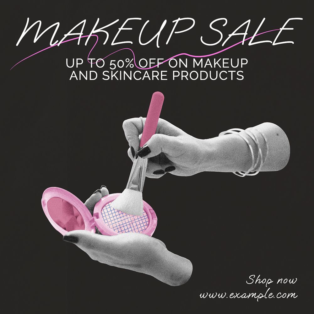 Makeup sale Instagram post template, editable text