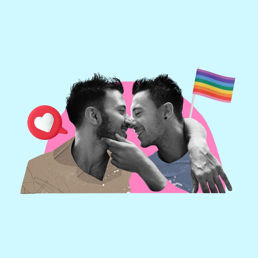 Lgbtq couple, love 3d remix, editable design