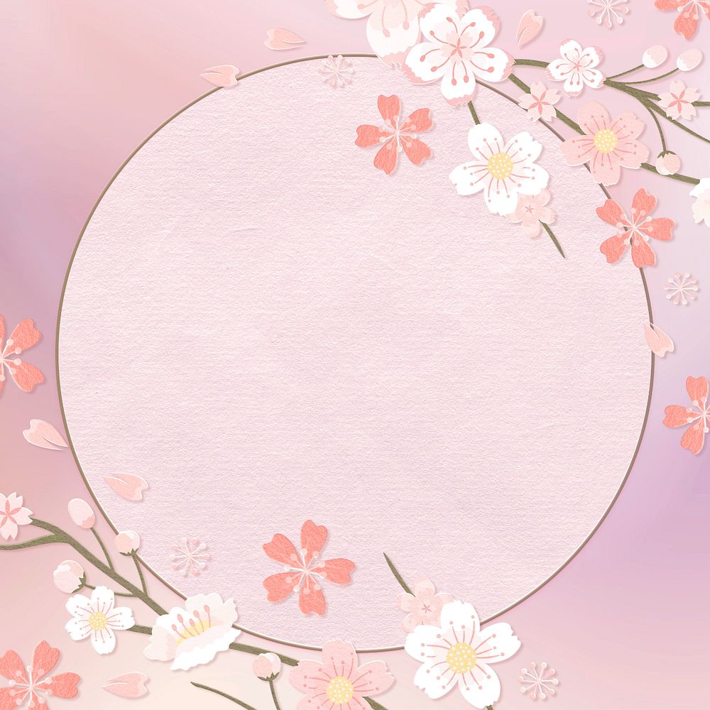 Colorful flower border, round shape, editable design