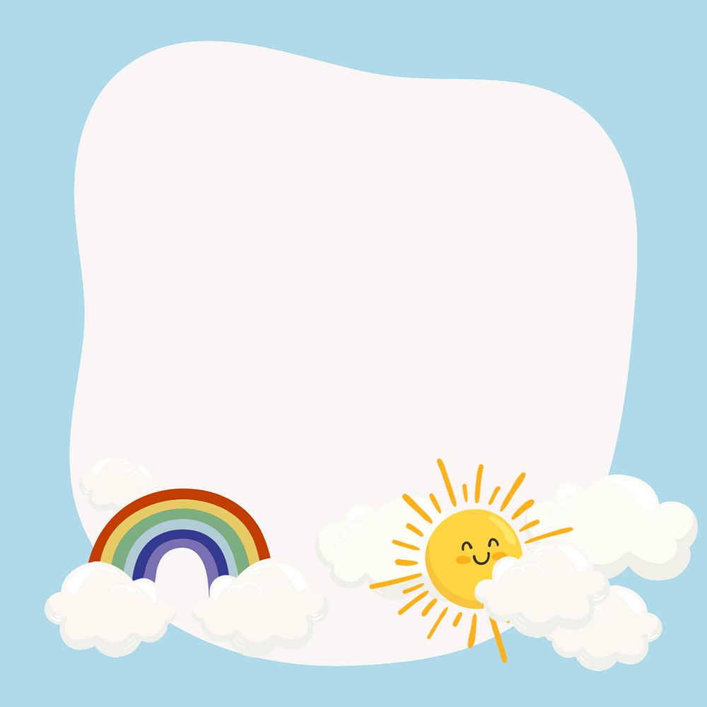 Summer rainbow  blue  frame background editable design