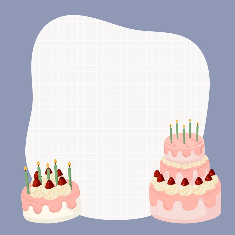 Birthday cake celebration background,  border frame editable design