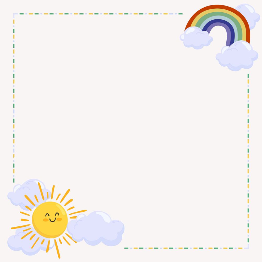 Sunny rainbow border frame background editable design