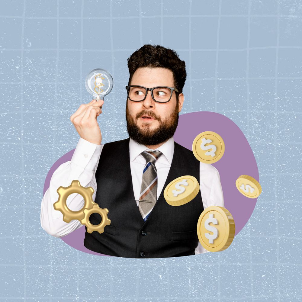 Businessman, finance 3d remix, editable design
