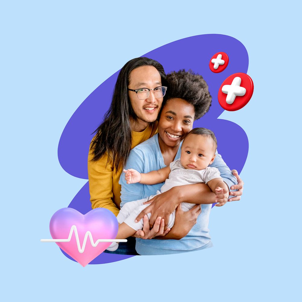 Healthy family 3d remix, editable design
